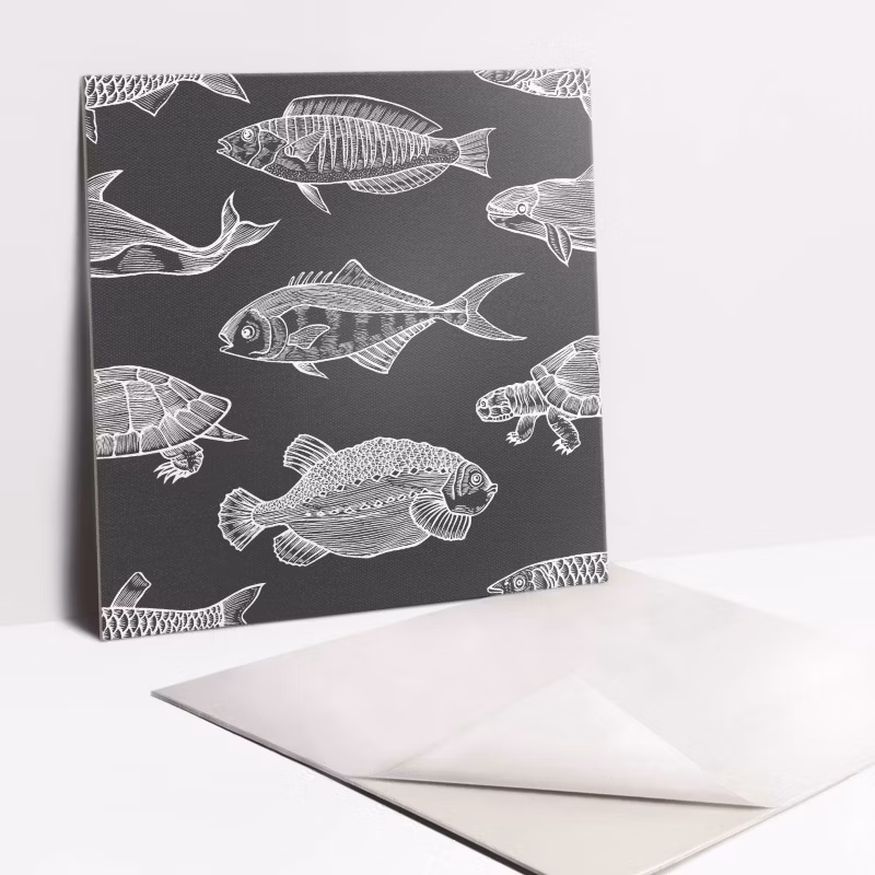 Kafelki samoprzylepne Tulup 30×30 cm Rysunkowe ryby i żółw 9 szt.