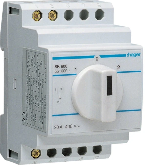 Przełącznik kluczykowy 1P I‑O‑II 20A 400V SK600