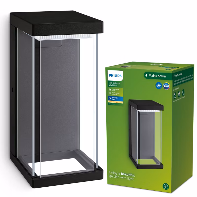 Kinkiet zewnętrzny Philips elewacyjny LED Kyrie 12W 2700K 1500lm IP44 czarny 1 szt.