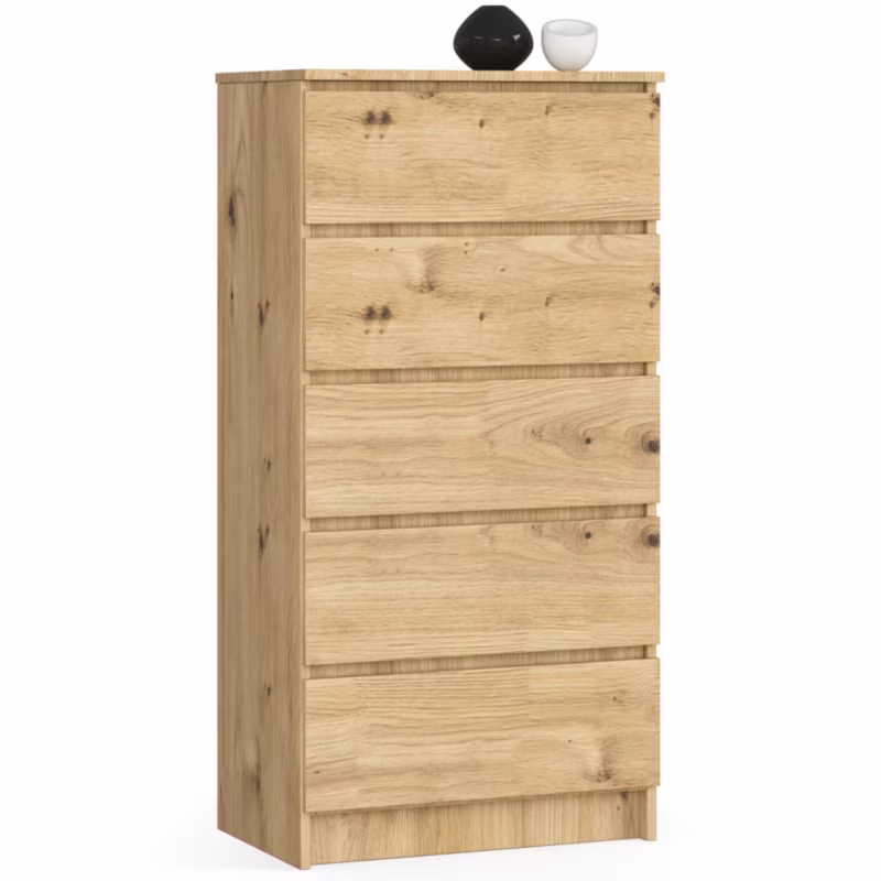 Komoda Akord K60 Dąb Artisan 60 cm 5 szuflad kolor Dąb Artisan mat 60x40x121 cm 1 szt.