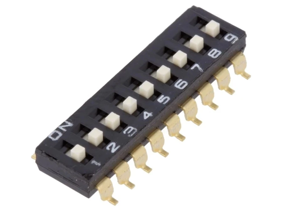 Przełącznik DIP‑SWITCH Ilość sekcji 9 ON‑OFF 0,025A/24VDC A6S‑9104‑H