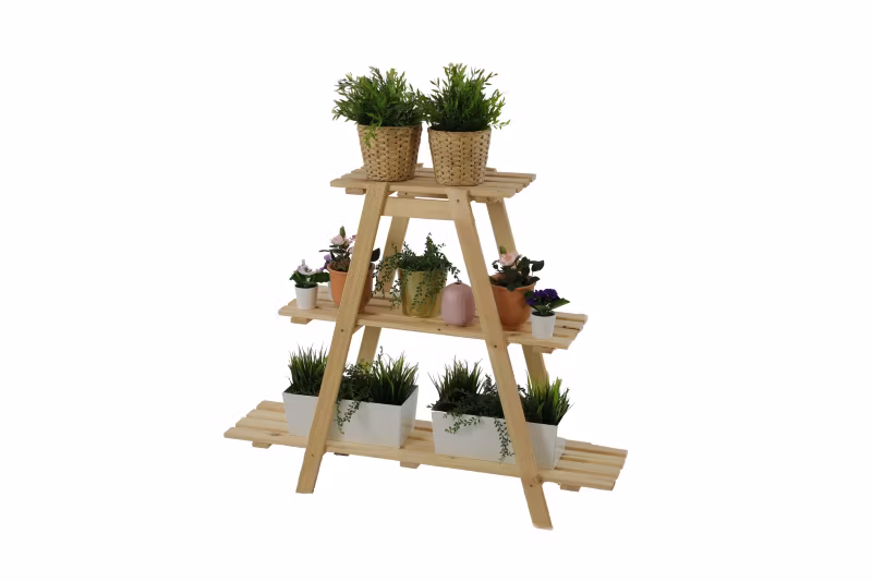 Kwietnik drewniany MODO24 stojak do ekspozycji 79 x 101 x 26 cm naturalny 1 szt.