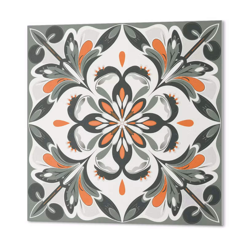 Komplet Kafelków PCV ArtPrintCave 30×30 cm Kwiatowy wzór z liśćmi 9 szt.