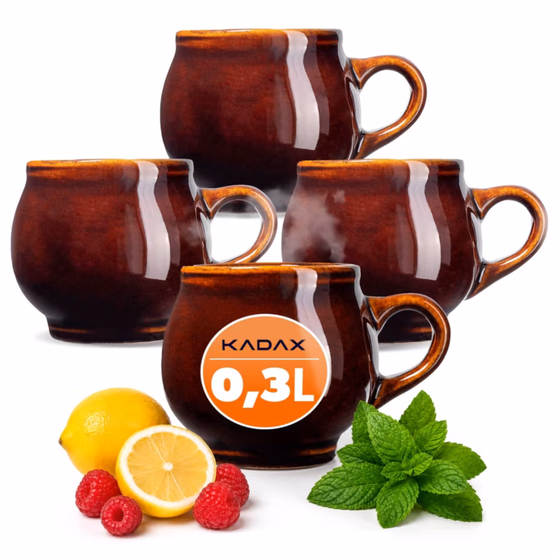 Kubki KADAX Do Grzańca Wina 300ml Kamionkowe Brązowy 4szt
