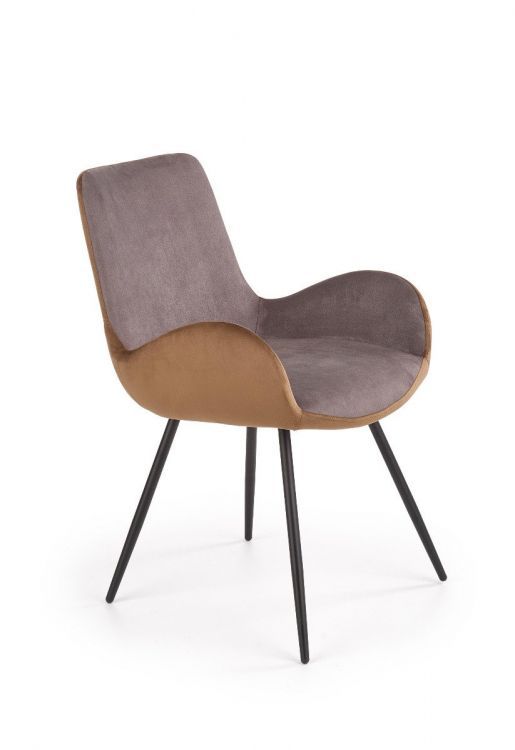 Krzesło Halmar tapicerowane K392 VELVET ciemno szare/brązowe 1 szt