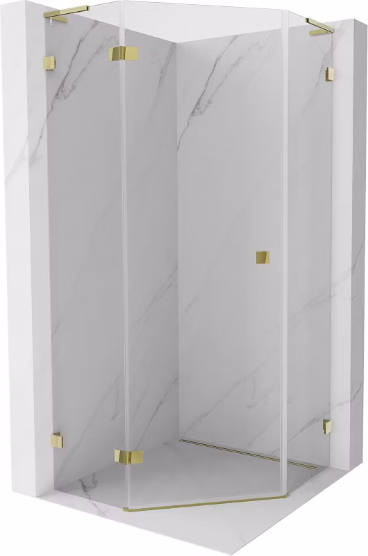 Kabina prysznicowa Mexen Lunar L pięciokątna uchylna lewa 100 x 100 cm transparent złota 1 szt.