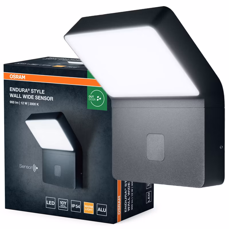 Kinkiet Ogrodowy Osram Lampa Elewacyjna Zewnętrzna LED z Czujnikiem Ruchu i Zmierzchu 11.5 W 750 lm 3000 K Szary IP44 1 szt.