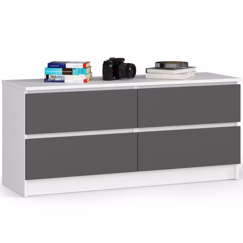 Komoda Akord K120 Biała 120 cm 4 szuflady kolor Grafit Szary mat 120x40x55 cm 1 szt.