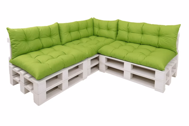 Komplet 7sztuk poduszek ogrodowych na palety Setagrden 3x120x50cm /3x120x40cm+60x40cm,limonka dwustronne poduszki, 1szt
