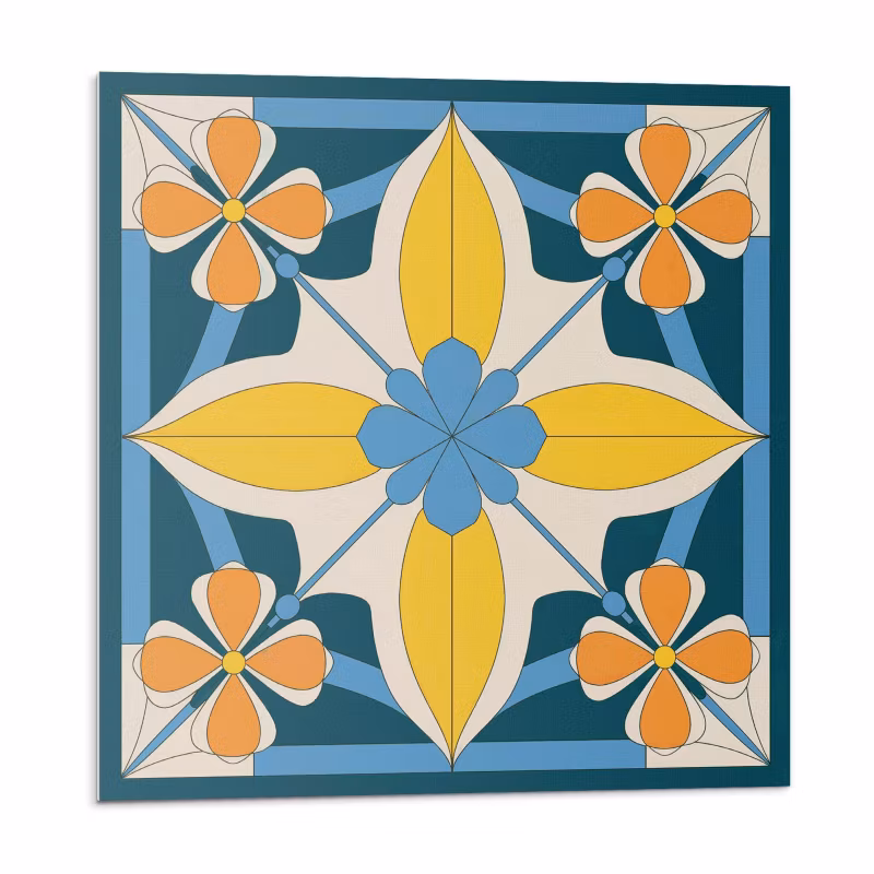 Kafelki samoprzylepne Wallfluent 30×30 cm Wzór geometryczny z kwiatami 9 szt.